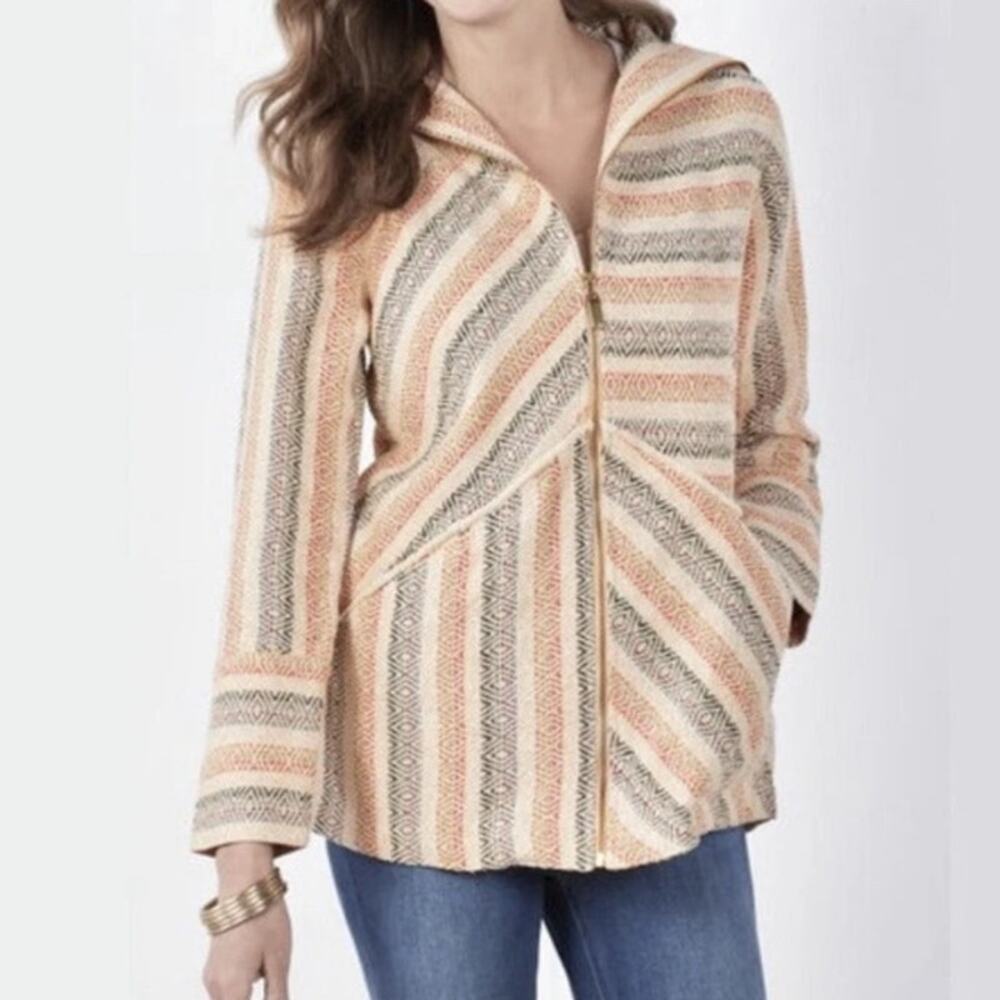 Soft Surroundings Cotton Jacquard Rayadas Jacket Womens Medium/Large?